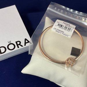 NWTPandora Sparkling Snowflake 7.5 LE Bangle Bracelet 582338CO1 in Rose Gold Pla